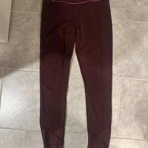 Lululemon Burgundy Leggings with Pink Accent